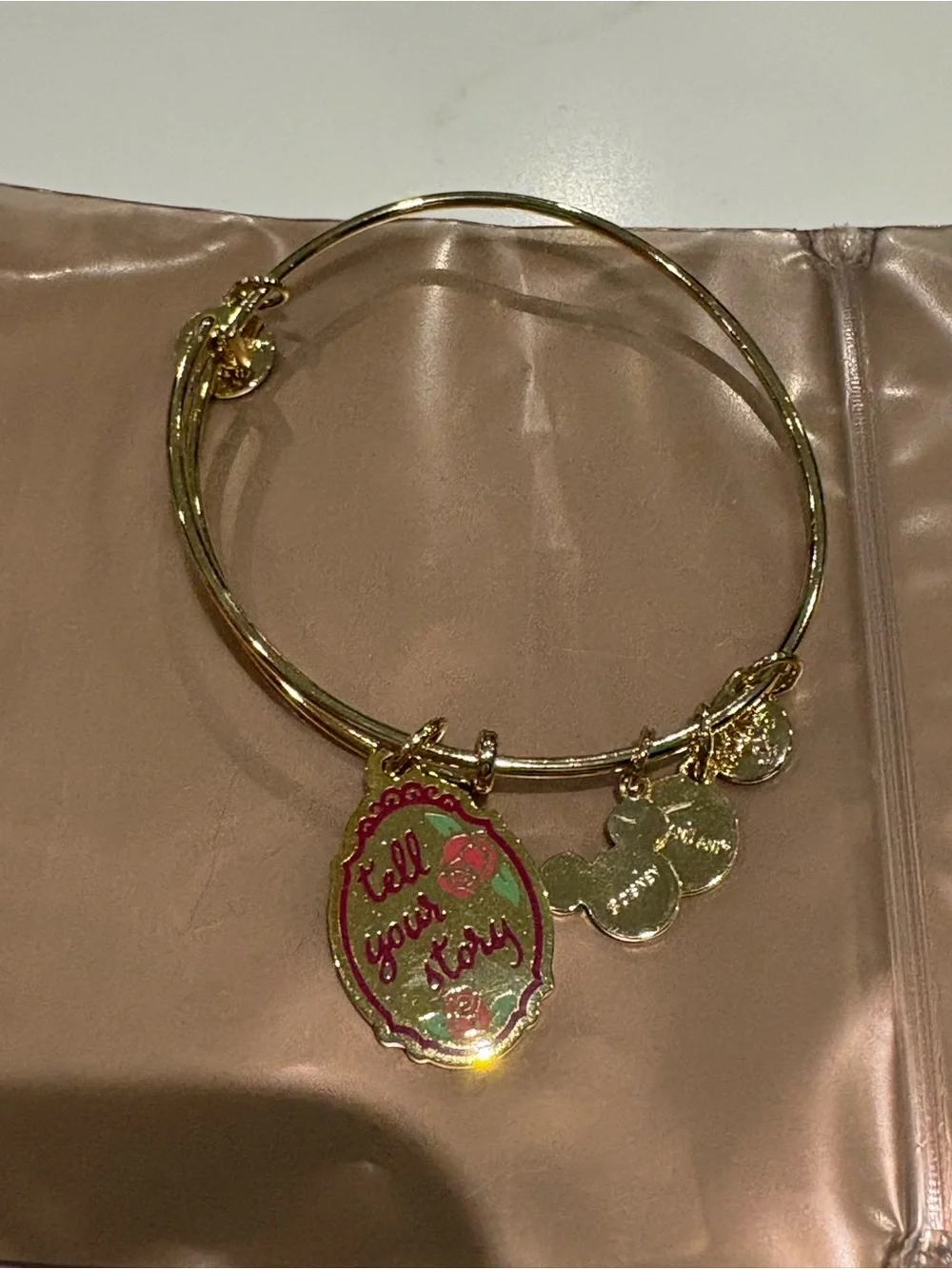 Disney Parks Alex and Ani Beauty & the Beast Belle Double Sided Charm Bangle